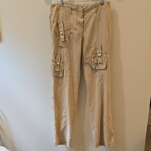 Beige Cargo Pants with Button Accents